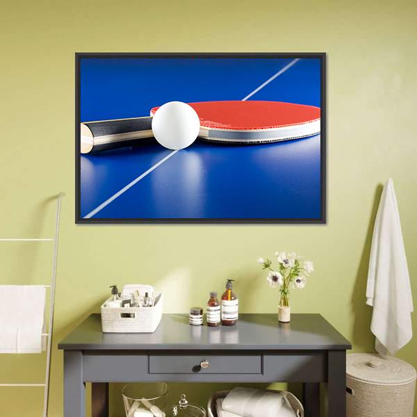 Table Tennis Racket & Ball Panoramic Canvas Wall Art-1 Piece-36" x 12"-Tiaracle