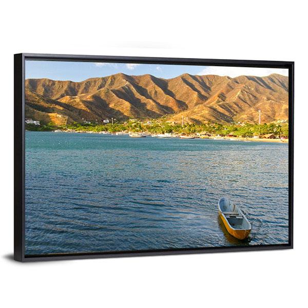 Taganga Bay Colombia Canvas Wall Art-3 Horizontal-Gallery Wrap-25" x 16"-Tiaracle