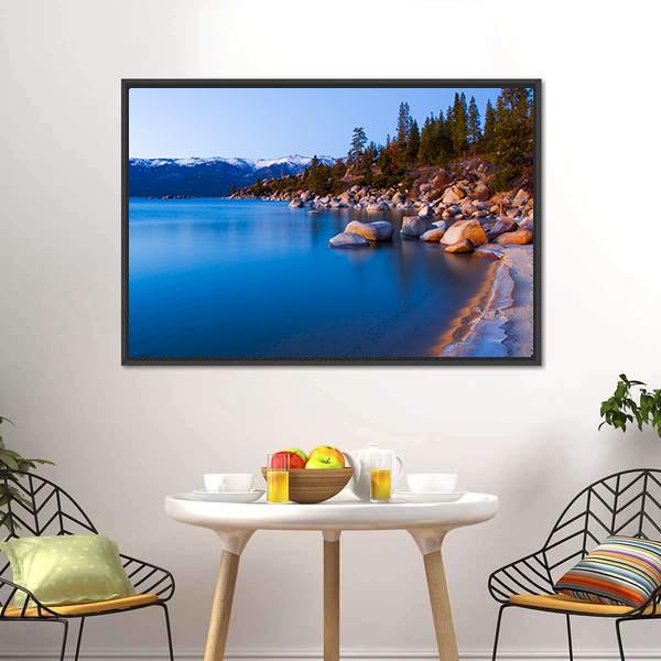 Tahoe Lake After Sunset Canvas Wall Art-3 Horizontal-Gallery Wrap-25" x 16"-Tiaracle