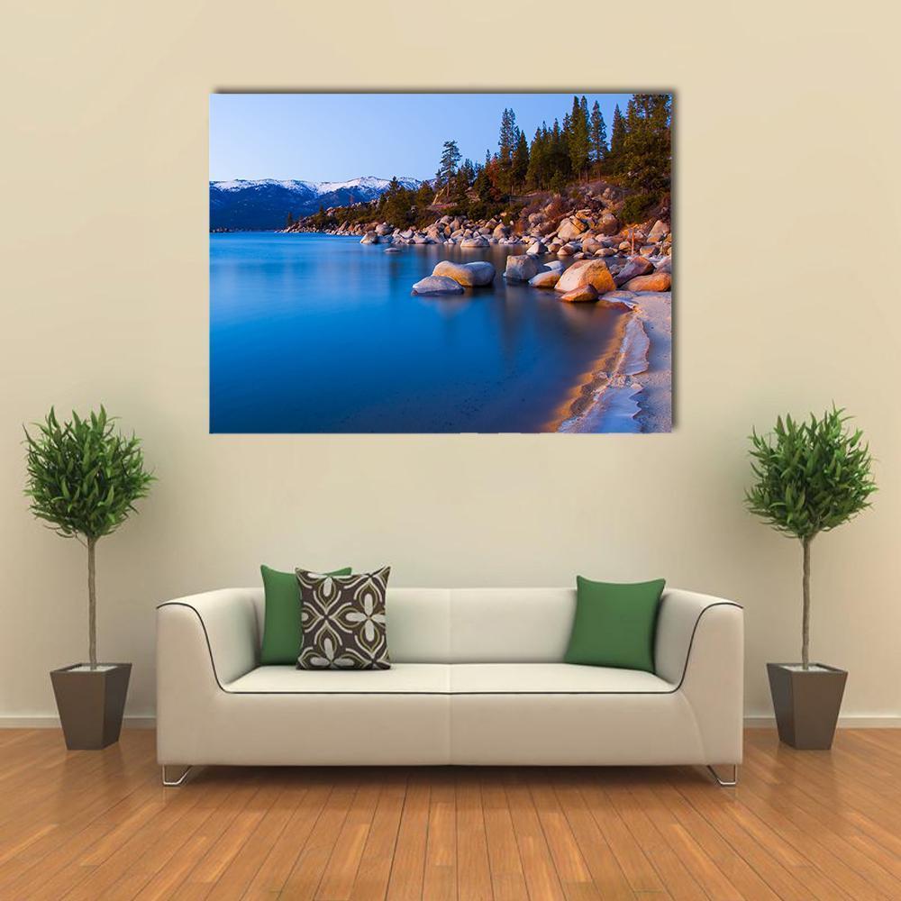 Tahoe Lake After Sunset Canvas Wall Art-1 Piece-Gallery Wrap-48" x 32"-Tiaracle