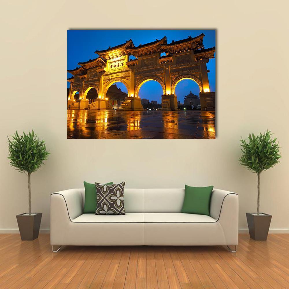 Taipei Chiang Kai Shek Memorial Hall Canvas Wall Art-1 Piece-Gallery Wrap-48" x 32"-Tiaracle