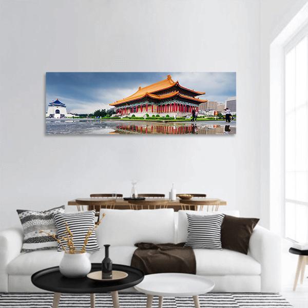 Chiang Kai Shek Memorial Hall Taipei Panoramic Canvas Wall Art-1 Piece-36" x 12"-Tiaracle