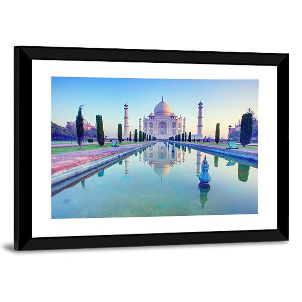 Taj Mahal At Sunrise Canvas Wall Art-5 Horizontal-Gallery Wrap-22" x 12"-Tiaracle