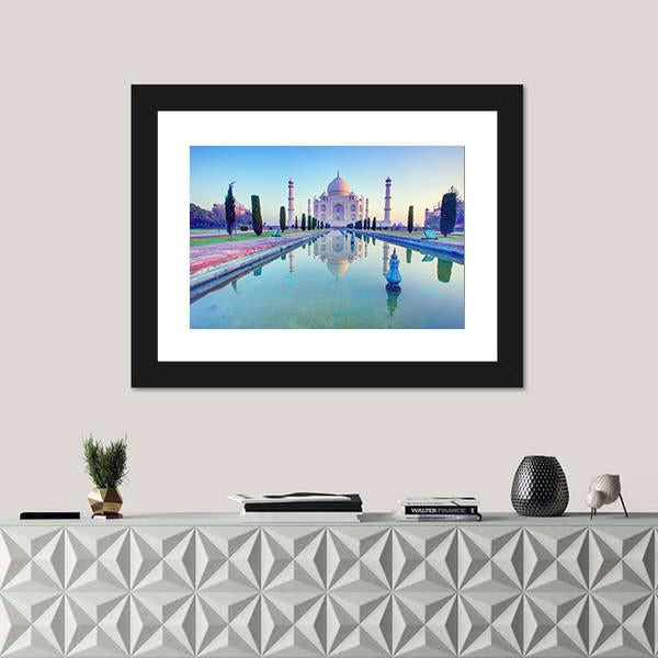 Taj Mahal At Sunrise Canvas Wall Art-5 Horizontal-Gallery Wrap-22" x 12"-Tiaracle