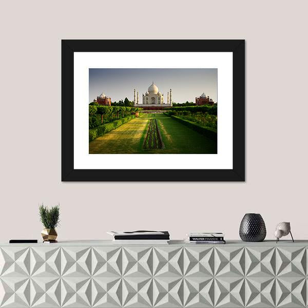 Taj Mahal From Garden Side Panoramic Canvas Wall Art-1 Piece-36" x 12"-Tiaracle