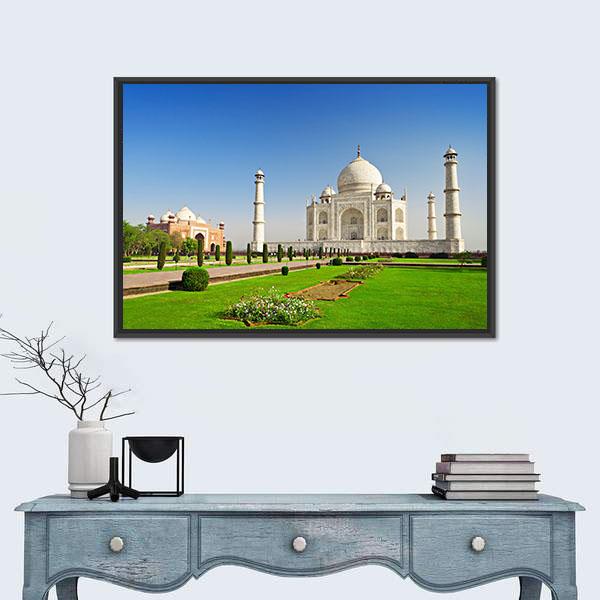 Taj Mahal In Agra India Canvas Wall Art-3 Horizontal-Gallery Wrap-25" x 16"-Tiaracle