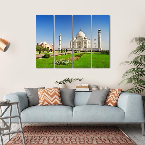 Taj Mahal In Agra India Canvas Wall Art-4 Horizontal-Gallery Wrap-34" x 24"-Tiaracle