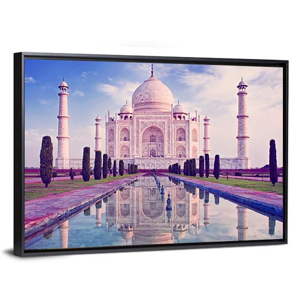 Taj Mahal In Agra Vertical Canvas Wall Art-3 Vertical-Gallery Wrap-12" x 25"-Tiaracle