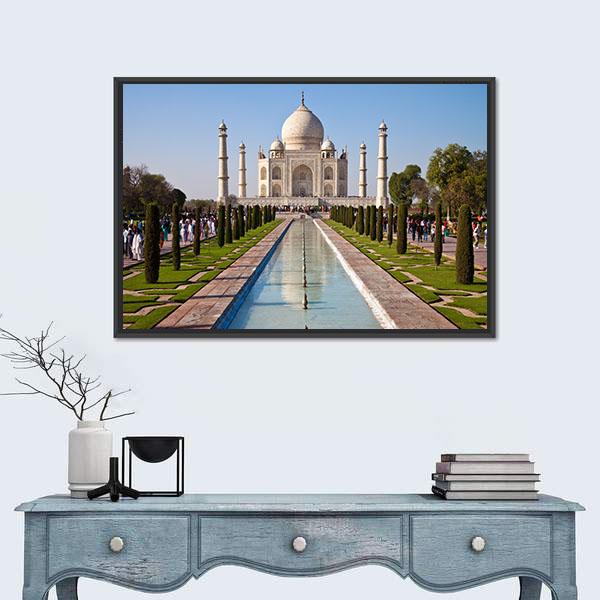 Taj Mahal In India Canvas Wall Art-5 Horizontal-Gallery Wrap-22" x 12"-Tiaracle