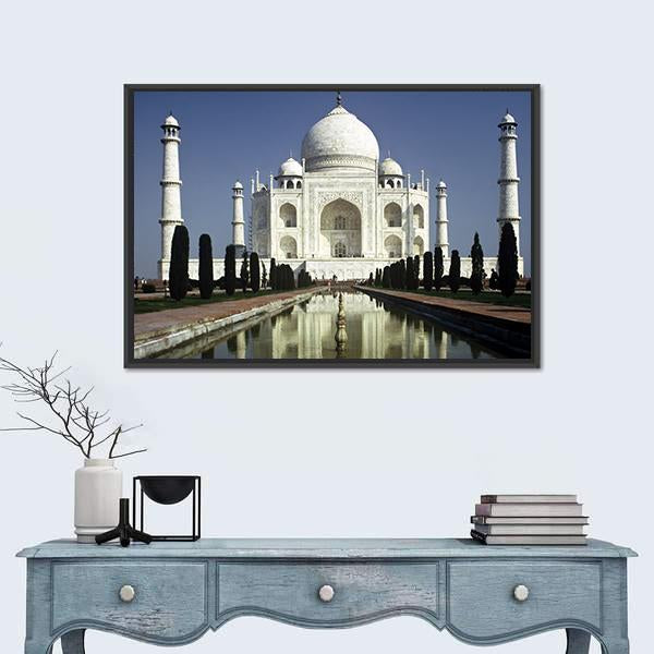 Taj Mahal In Morning Canvas Wall Art-5 Horizontal-Gallery Wrap-22" x 12"-Tiaracle