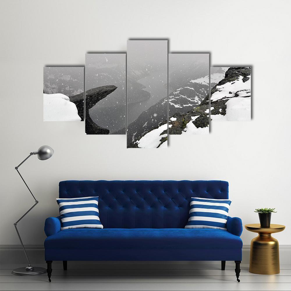 Tall Mountain Peaks Canvas Wall Art-5 Star-Gallery Wrap-62" x 32"-Tiaracle