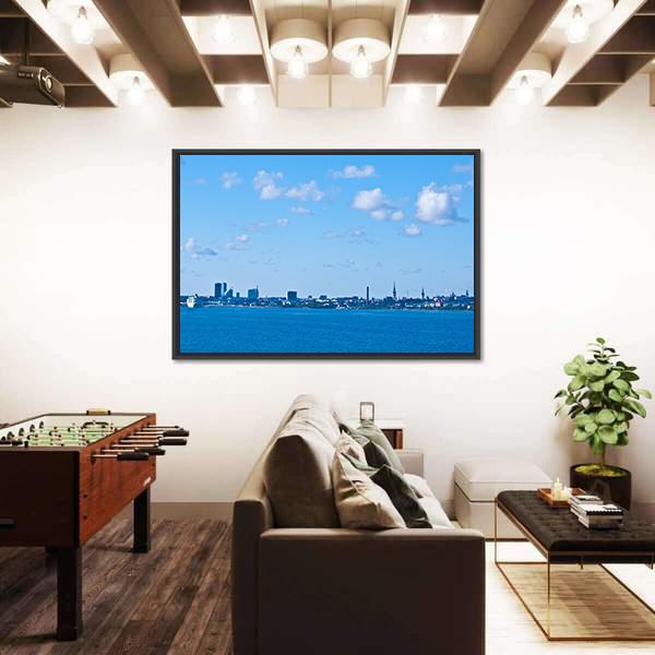 Tallinn From The Sea Canvas Wall Art-3 Horizontal-Gallery Wrap-25" x 16"-Tiaracle