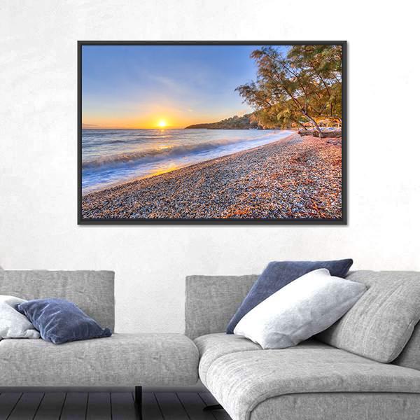 Tamarisk Tree Near Beach Canvas Wall Art-1 Piece-Floating Frame-24" x 16"-Tiaracle