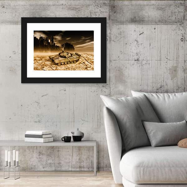 Tank In War Canvas Wall Art-5 Horizontal-Gallery Wrap-22" x 12"-Tiaracle