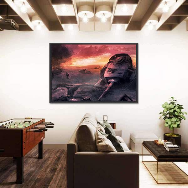 Tank War Battle Canvas Wall Art-3 Horizontal-Gallery Wrap-25" x 16"-Tiaracle