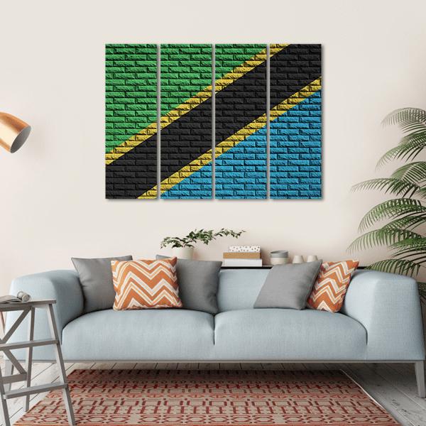 Tanzania Flag Canvas Wall Art-4 Horizontal-Gallery Wrap-34" x 24"-Tiaracle