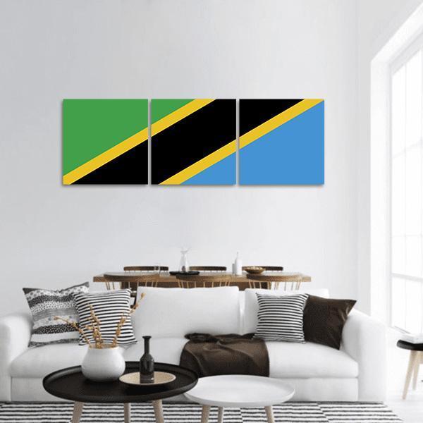 Tanzania Flag Panoramic Canvas Wall Art-3 Piece-25" x 08"-Tiaracle