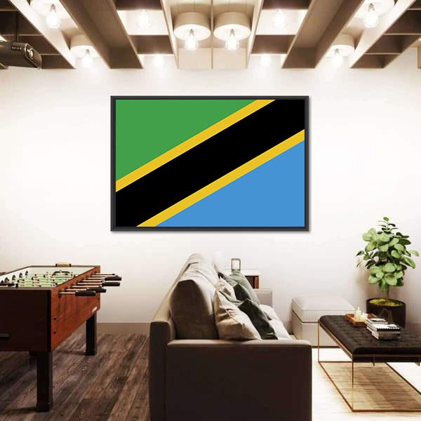 Tanzania Flag Panoramic Canvas Wall Art-1 Piece-36" x 12"-Tiaracle