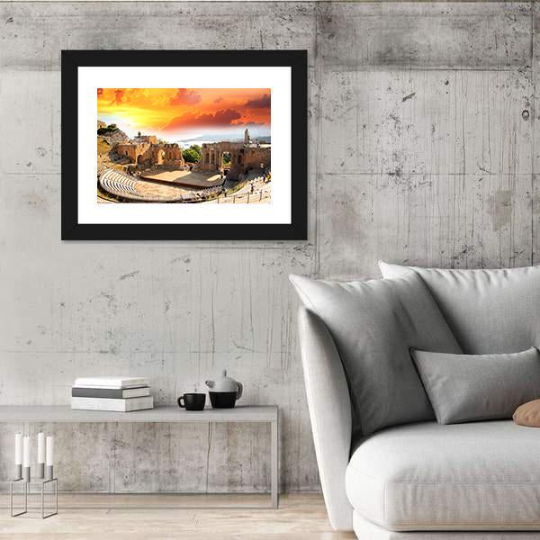 Taormina Theater In Sicily Canvas Wall Art-5 Horizontal-Gallery Wrap-22" x 12"-Tiaracle