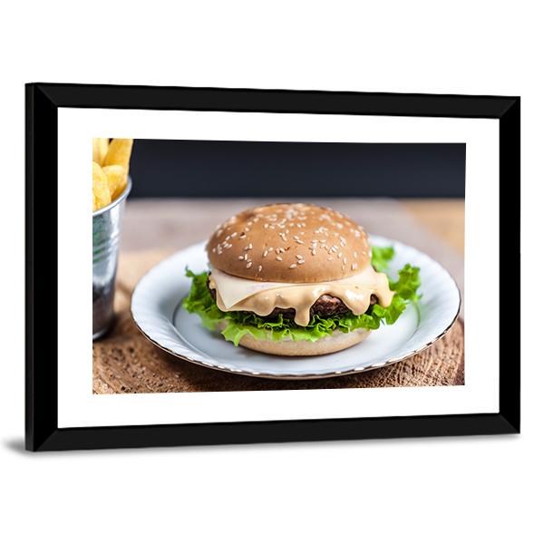 Tasty Burger Canvas Wall Art-5 Horizontal-Gallery Wrap-22" x 12"-Tiaracle