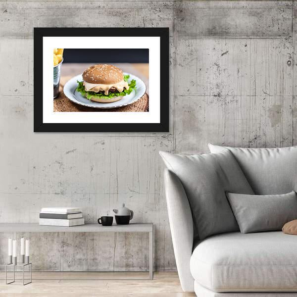 Tasty Burger Canvas Wall Art-5 Horizontal-Gallery Wrap-22" x 12"-Tiaracle