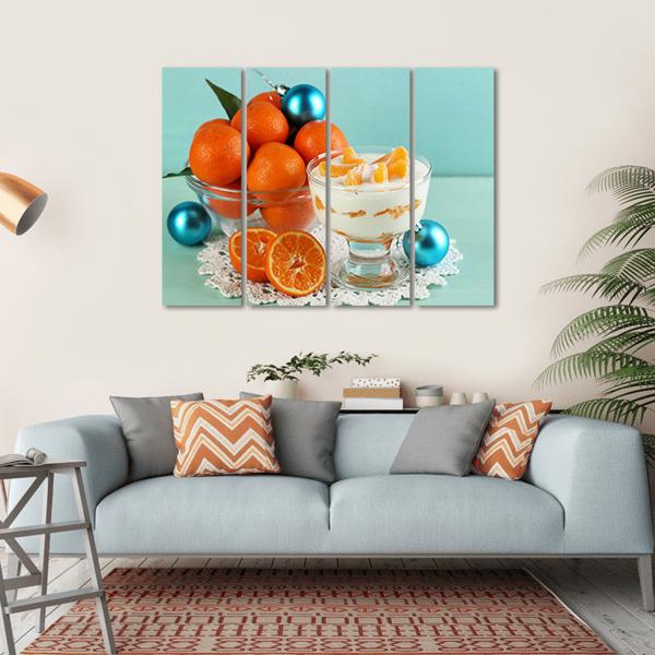 Dessert With Tangerine Canvas Wall Art-4 Horizontal-Gallery Wrap-34" x 24"-Tiaracle