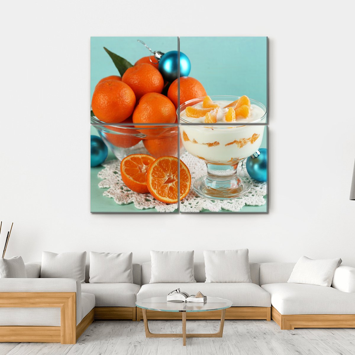 Dessert With Tangerine Canvas Wall Art-4 Square-Gallery Wrap-17" x 17"-Tiaracle