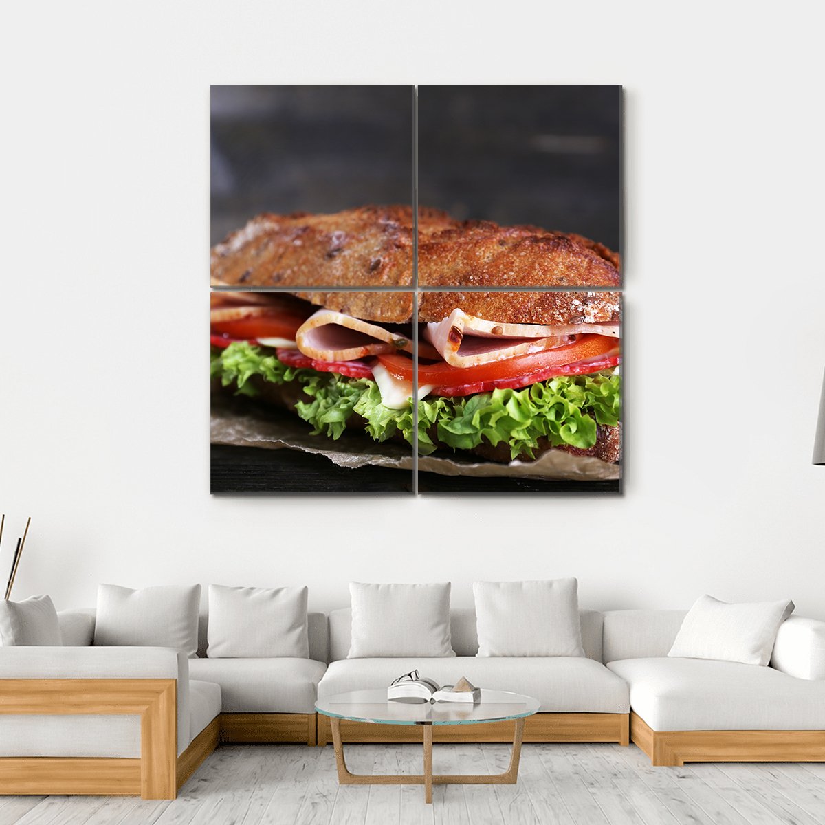 Tasty Sandwich Canvas Wall Art-4 Square-Gallery Wrap-17" x 17"-Tiaracle