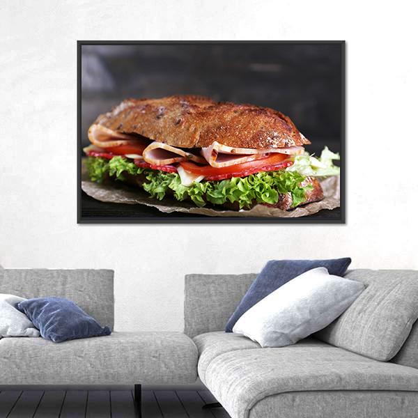 Tasty Sandwich Canvas Wall Art-1 Piece-Floating Frame-24" x 16"-Tiaracle