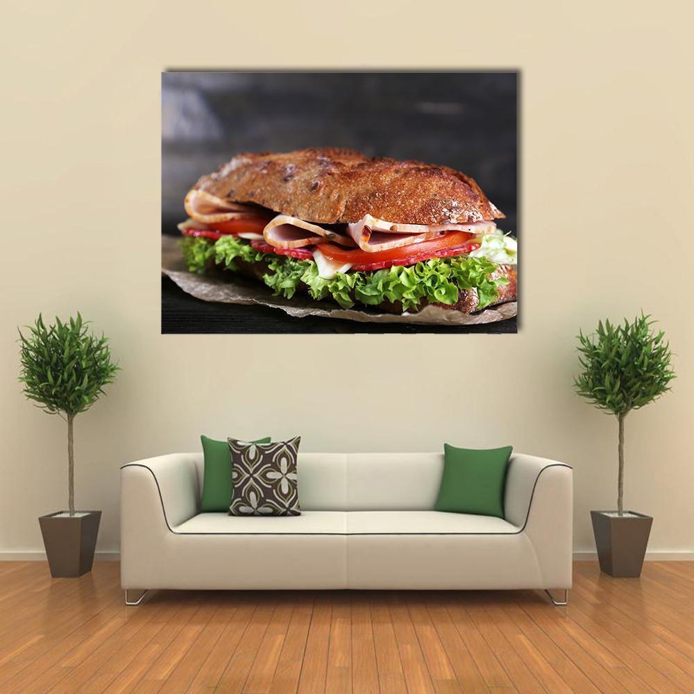 Tasty Sandwich Canvas Wall Art-1 Piece-Gallery Wrap-48" x 32"-Tiaracle