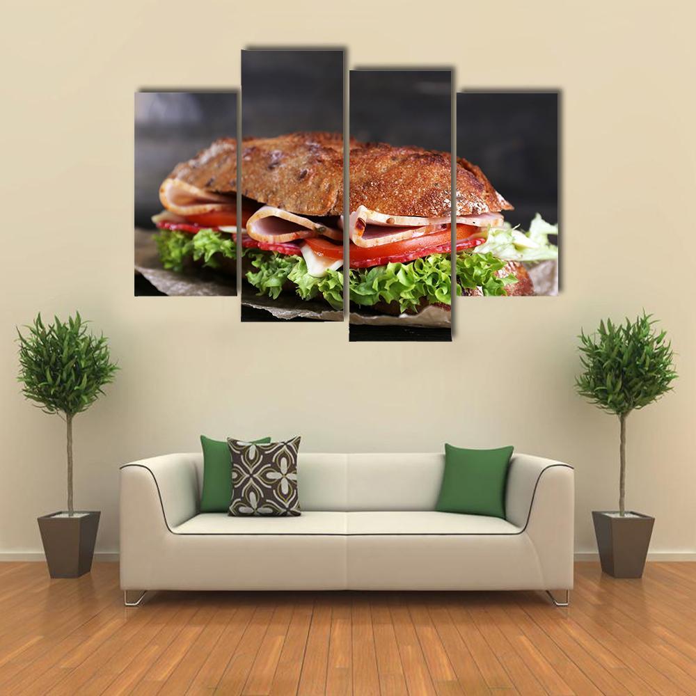 Tasty Sandwich Canvas Wall Art-4 Pop-Gallery Wrap-50" x 32"-Tiaracle