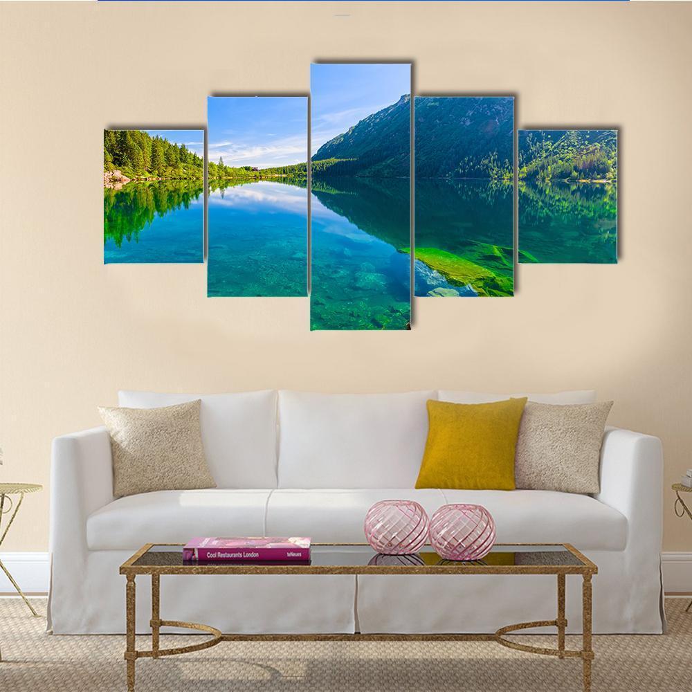 Tatras Sea Eye Lake Canvas Wall Art-5 Star-Gallery Wrap-62" x 32"-Tiaracle