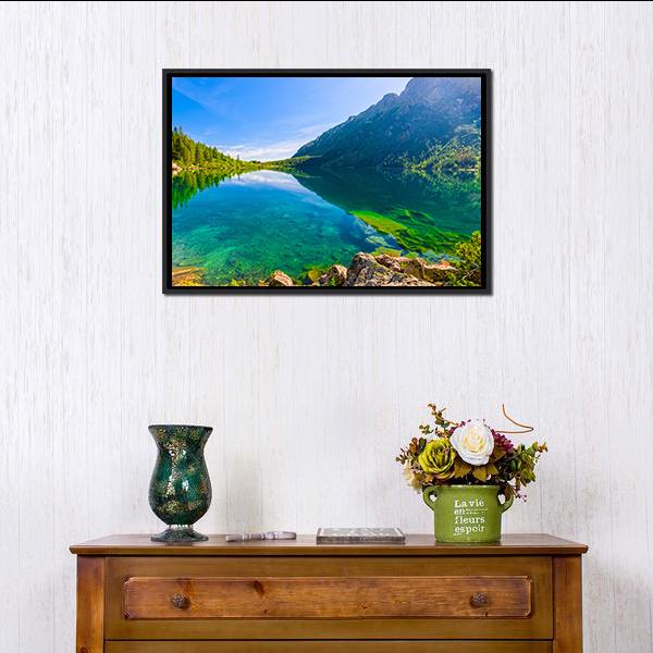 Tatras Sea Eye Lake Canvas Wall Art-1 Piece-Floating Frame-24" x 16"-Tiaracle