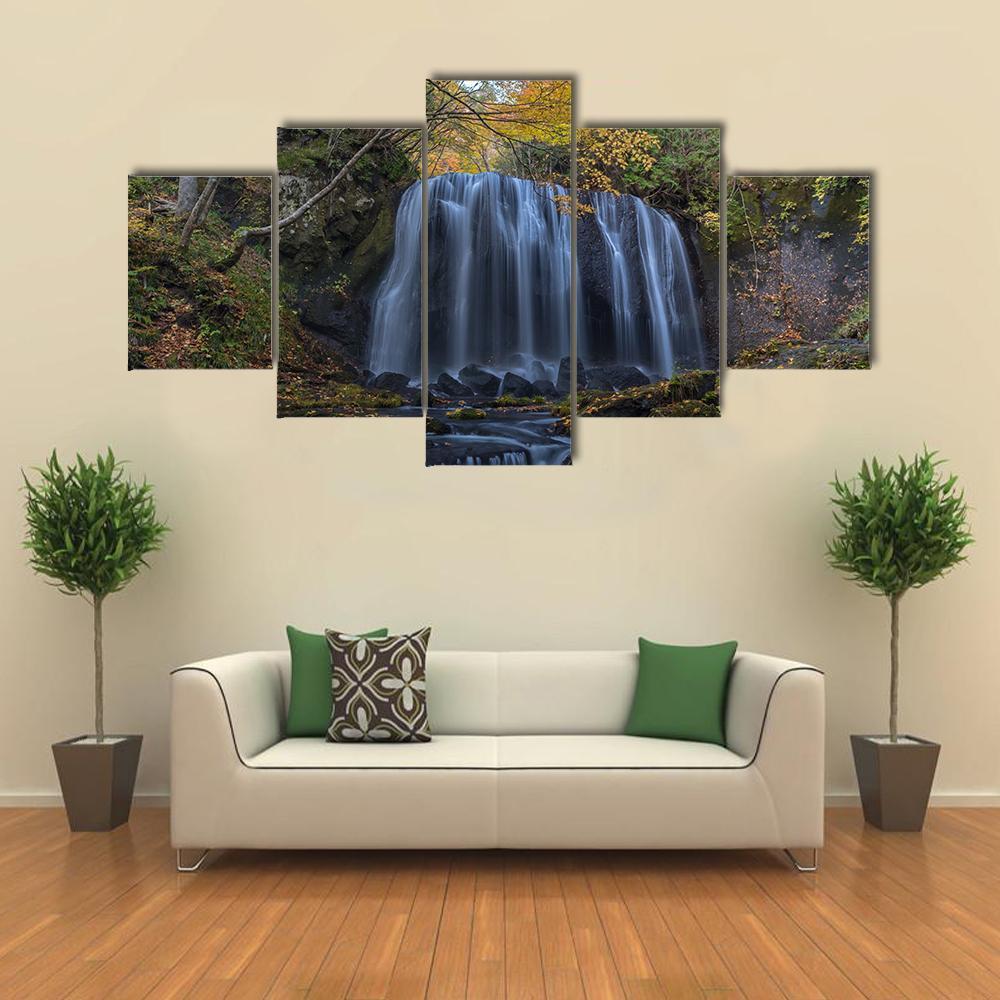 Tatsuzawafudo Waterfall Canvas Wall Art-5 Star-Gallery Wrap-62" x 32"-Tiaracle
