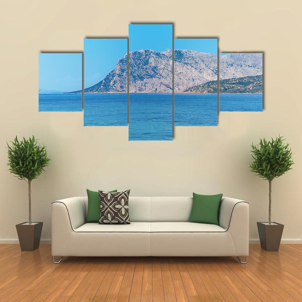 Tavolara Island On A Clear Day In Sardinia Canvas Wall Art-5 Star-Gallery Wrap-62" x 32"-Tiaracle