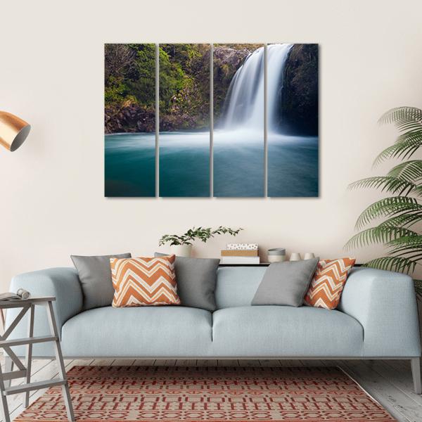 Tawhai Waterfall New Zealand Canvas Wall Art-4 Horizontal-Gallery Wrap-34" x 24"-Tiaracle