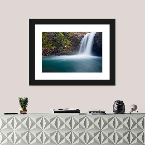 Tawhai Waterfall New Zealand Canvas Wall Art-1 Piece-Framed Print-20" x 16"-Tiaracle
