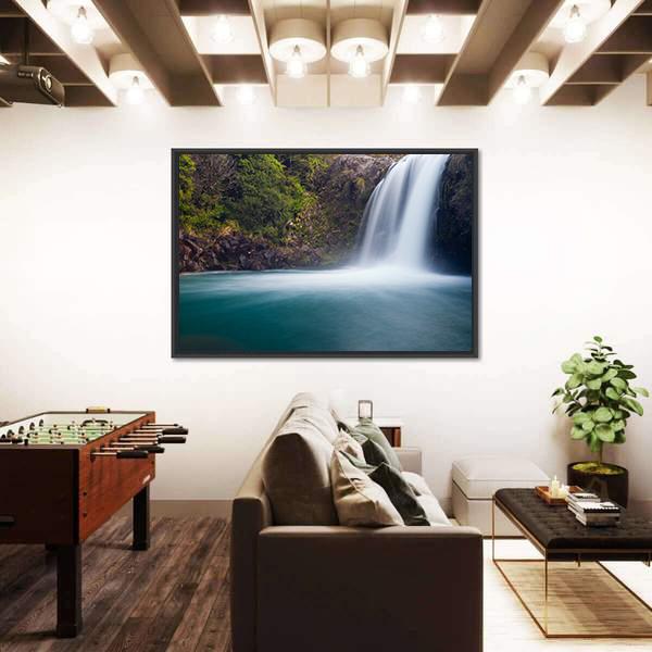 Tawhai Waterfall New Zealand Canvas Wall Art-5 Horizontal-Gallery Wrap-22" x 12"-Tiaracle