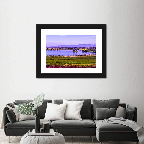Tea Plantation With Lake Canvas Wall Art-1 Piece-Framed Print-42" x 14"-Tiaracle
