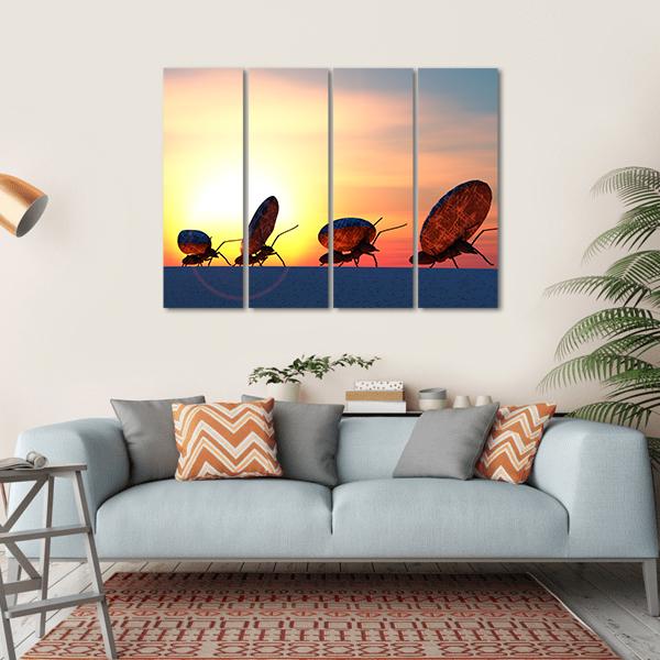 Ants Moving Stones Canvas Wall Art-4 Horizontal-Gallery Wrap-34" x 24"-Tiaracle