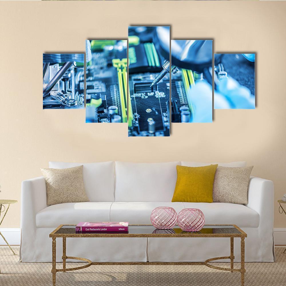 Technician In Gloves Reviewing The Failure Canvas Wall Art-5 Star-Gallery Wrap-62" x 32"-Tiaracle