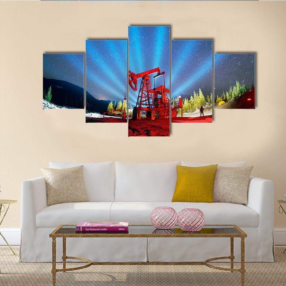 Oil & Gas Extraction Pump Canvas Wall Art-5 Star-Gallery Wrap-62" x 32"-Tiaracle