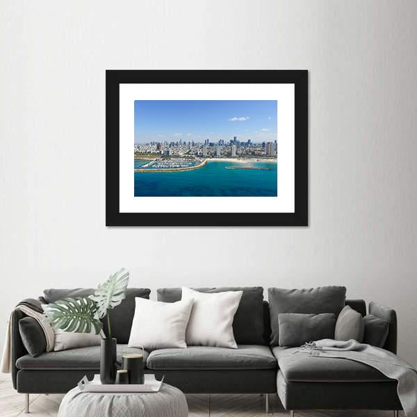 Tel Aviv Skyline Panoramic Canvas Wall Art-1 Piece-36" x 12"-Tiaracle