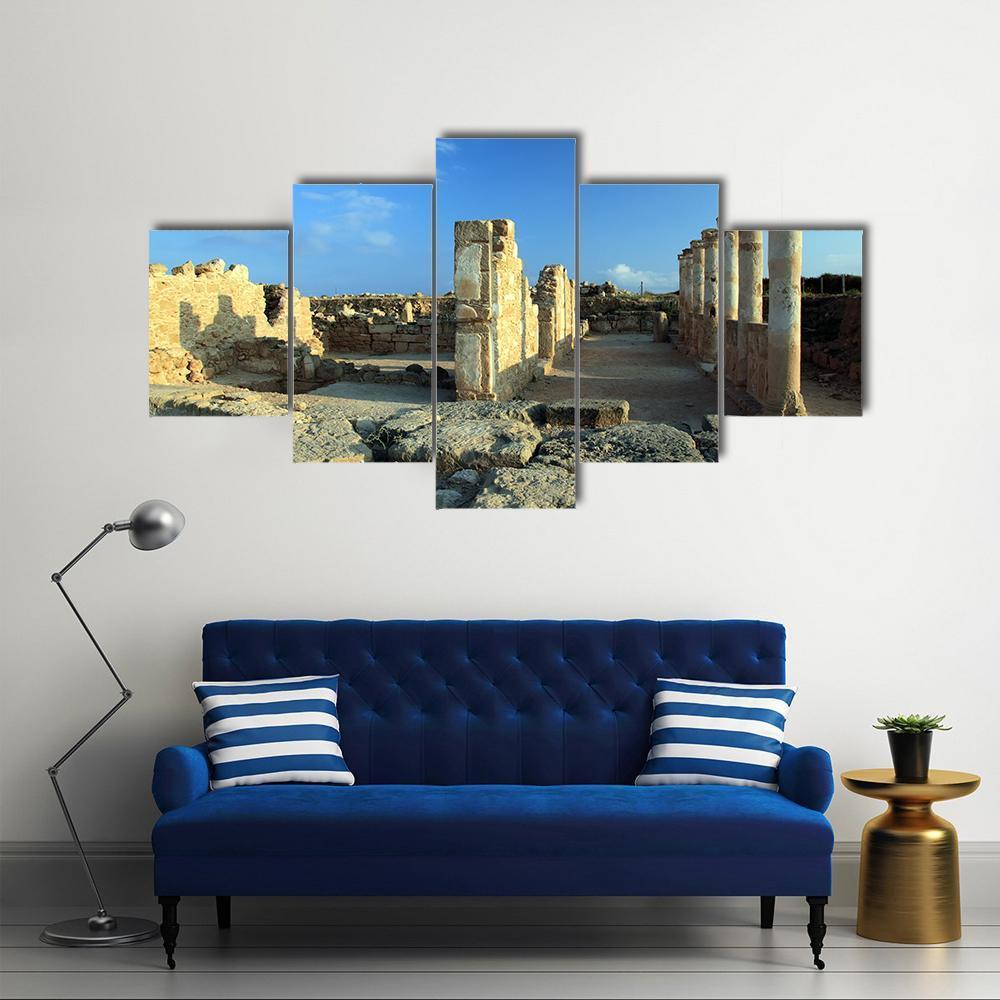 Temple Columns In Paphos Canvas Wall Art-5 Star-Gallery Wrap-62" x 32"-Tiaracle