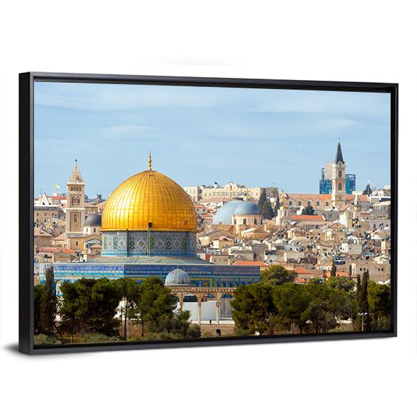 Temple Mount Jerusalem Vertical Canvas Wall Art-3 Vertical-Gallery Wrap-12" x 25"-Tiaracle