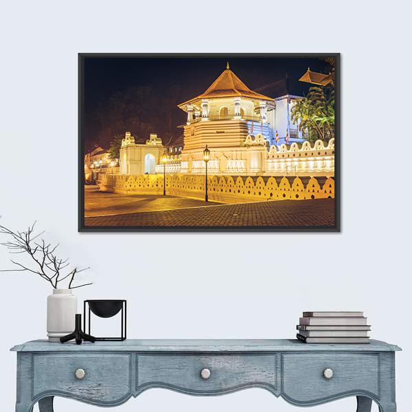 Temple Of Buddha Tooth Canvas Wall Art-3 Horizontal-Gallery Wrap-25" x 16"-Tiaracle