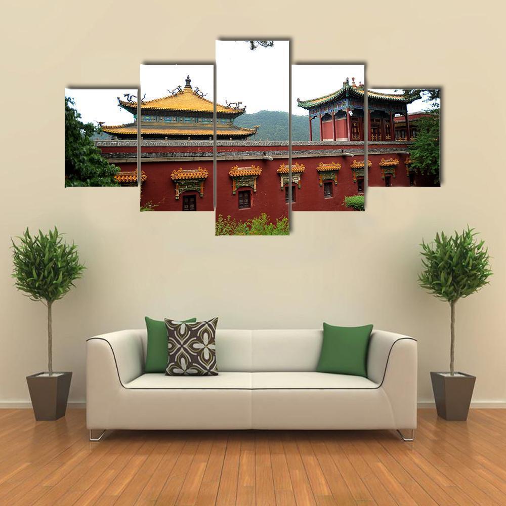 Temple of Fu Shou In Chengde Canvas Wall Art-5 Star-Gallery Wrap-62" x 32"-Tiaracle