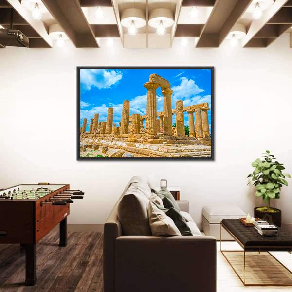 Temple Of Juno In Italy Canvas Wall Art-5 Horizontal-Gallery Wrap-22" x 12"-Tiaracle