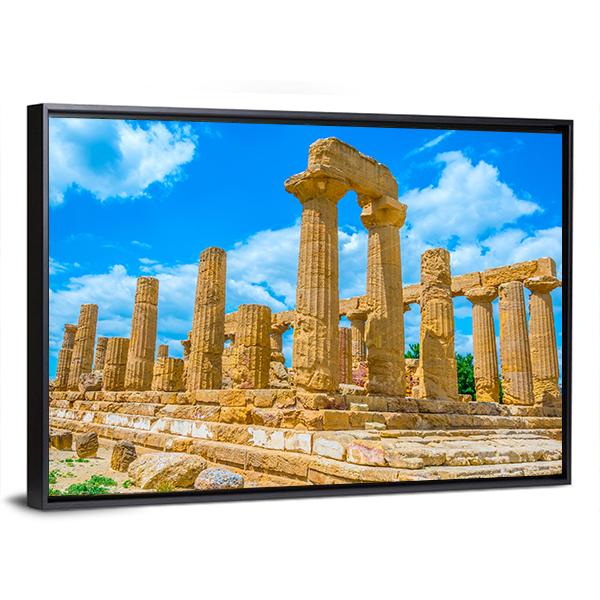 Temple Of Juno In Italy Canvas Wall Art-5 Horizontal-Gallery Wrap-22" x 12"-Tiaracle