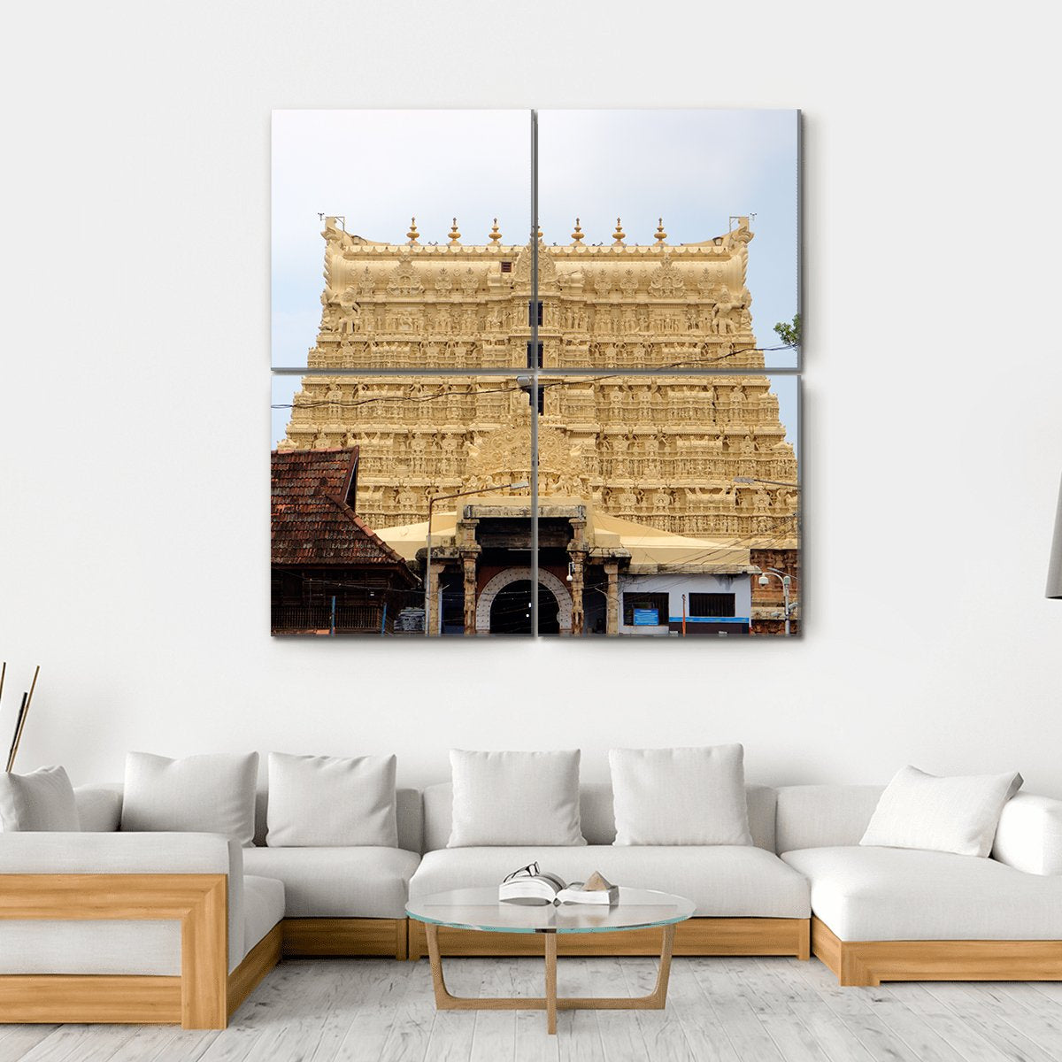 Temple Of Thiruvananthapuram Canvas Wall Art-4 Square-Gallery Wrap-17" x 17"-Tiaracle